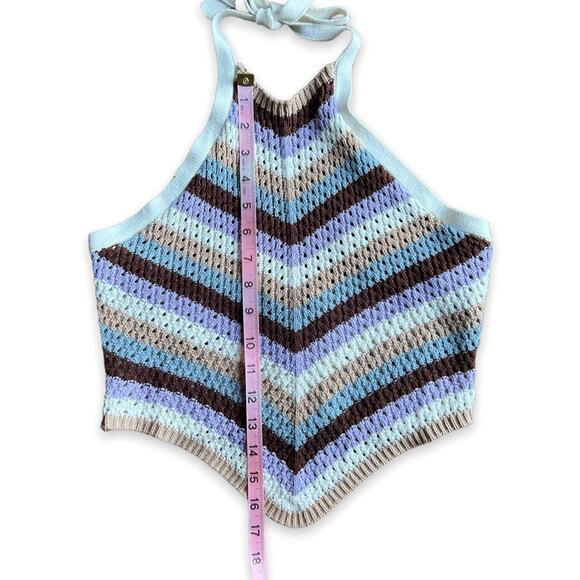 NWT- Forever 21 Striped Crochet Halter Top- Size Medium - Picture 5 of 8